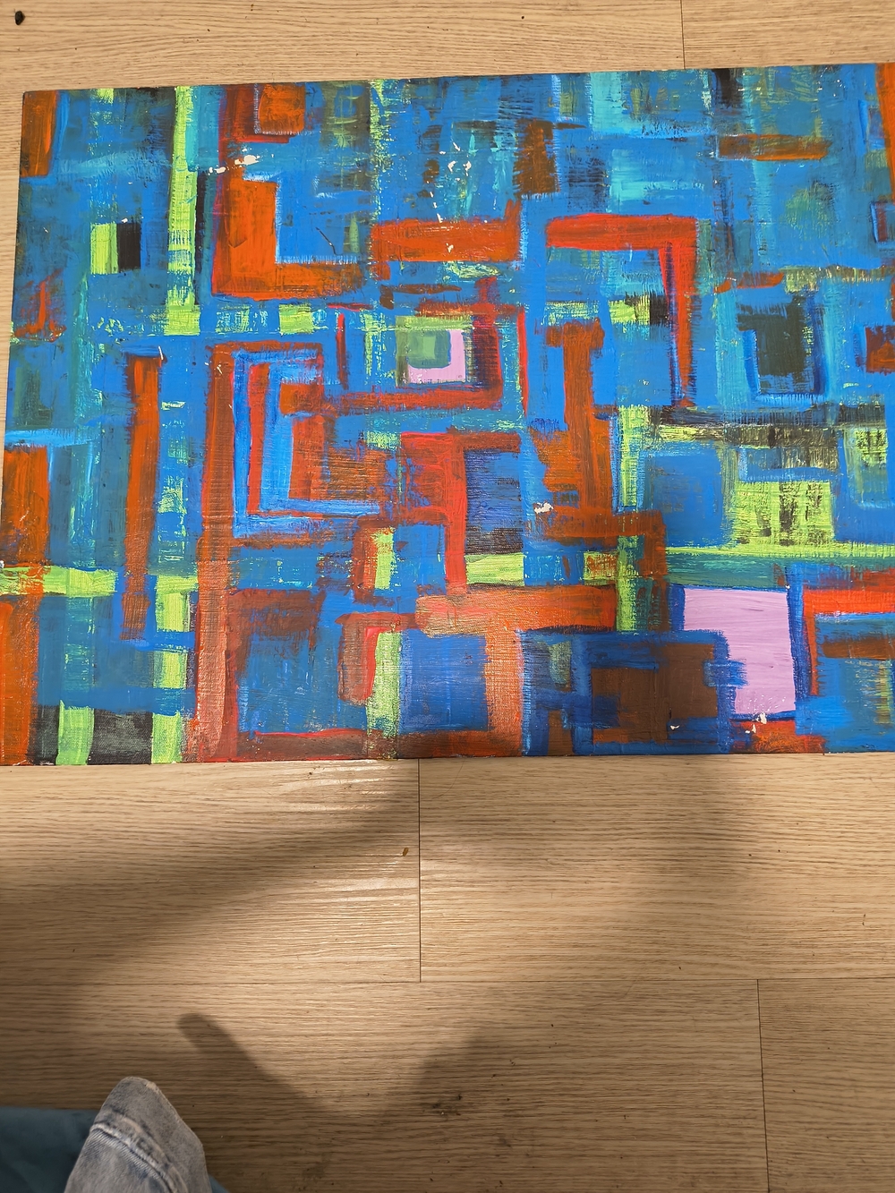 Abstract Blue & Red Painting